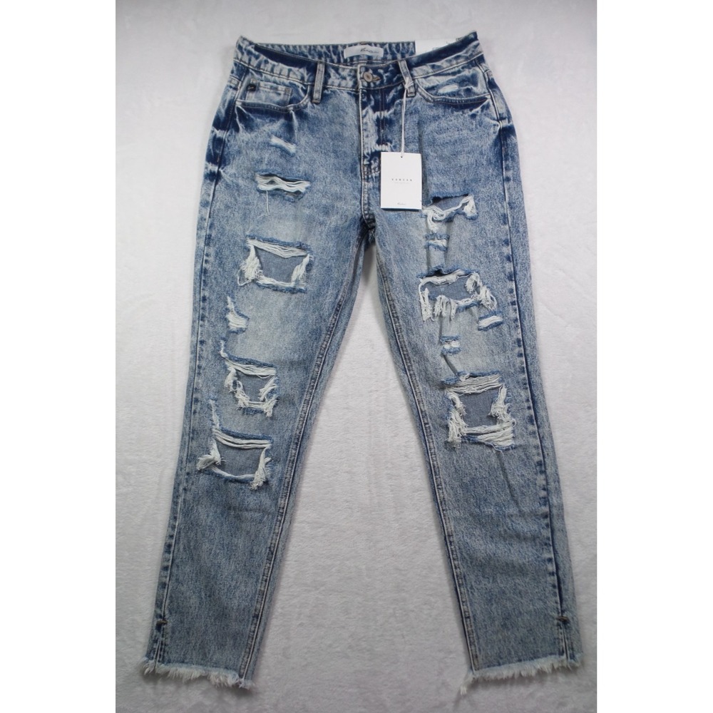 KanCan Jeans Womens Size 7 / 27 Blue Denim High Rise Ankle Skinny Distressed NWT